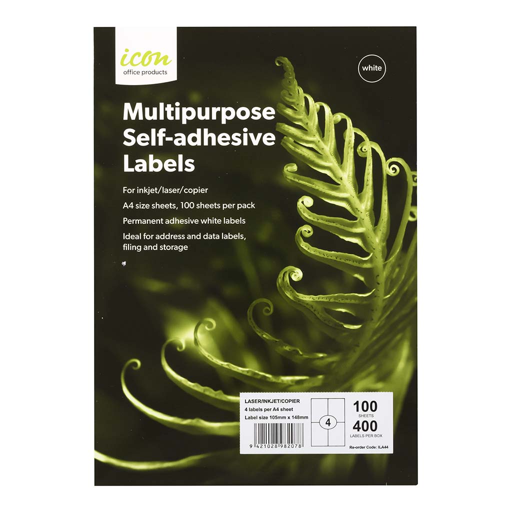 Okin Brand General Copier Labels - 4 Per Sheet 100 sheets