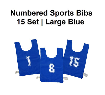 Numbered Sports Bibs - 15 Set | Large Blue