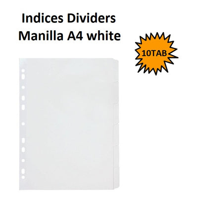 10 Tab - Indices Manilla White