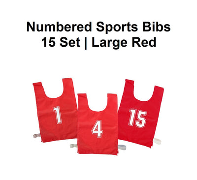 Numbered Sports Bibs - 15 Set | Large Red