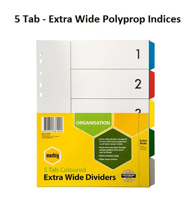 5 Tab - Extra Wide Polyprop Indices