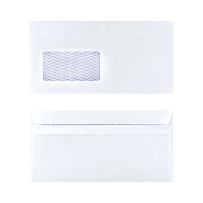 DLE Envelopes (E20) - White Window Self Seal - Box of 500