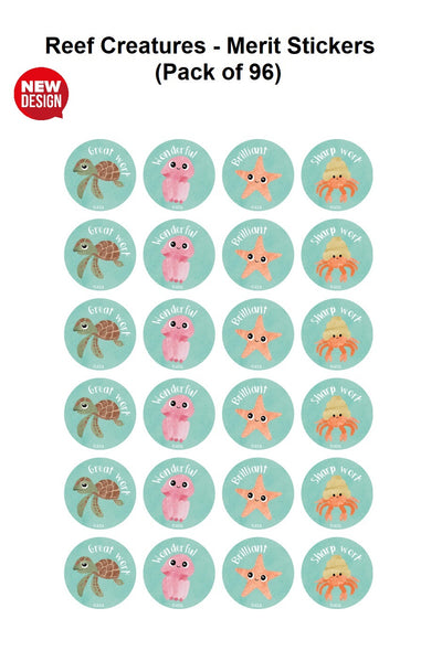 Reef Creatures - Merit Stickers (Pack of 96)