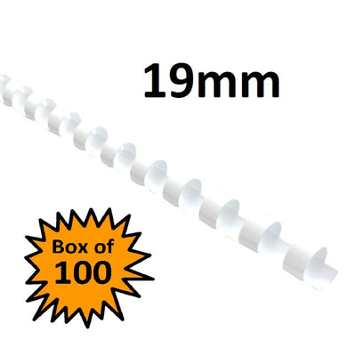 White 19mm - Binding Coils (Box of 100)