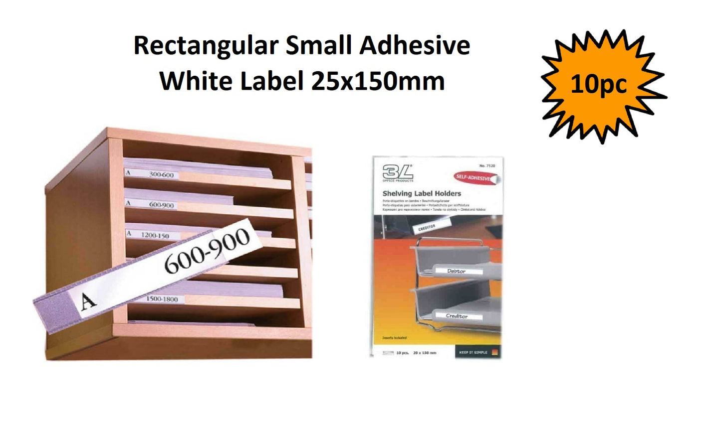 Rectangular Small Adhesive White Label 25x150mm
