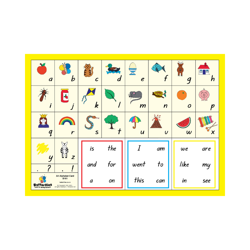 A4 Alphabet Card - Handwritten Font