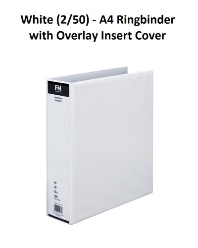White (2/50) - A4 Ringbinder with Overlay Insert Cover