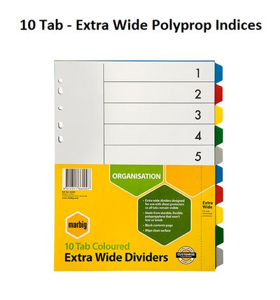10 Tab - Extra Wide Polyprop Indices