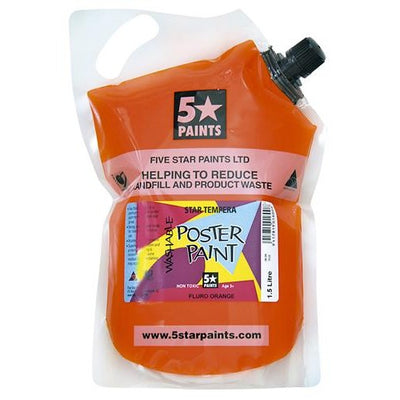 Fluoro Orange 1.5L - Star Tempera Poster Paint Pouch