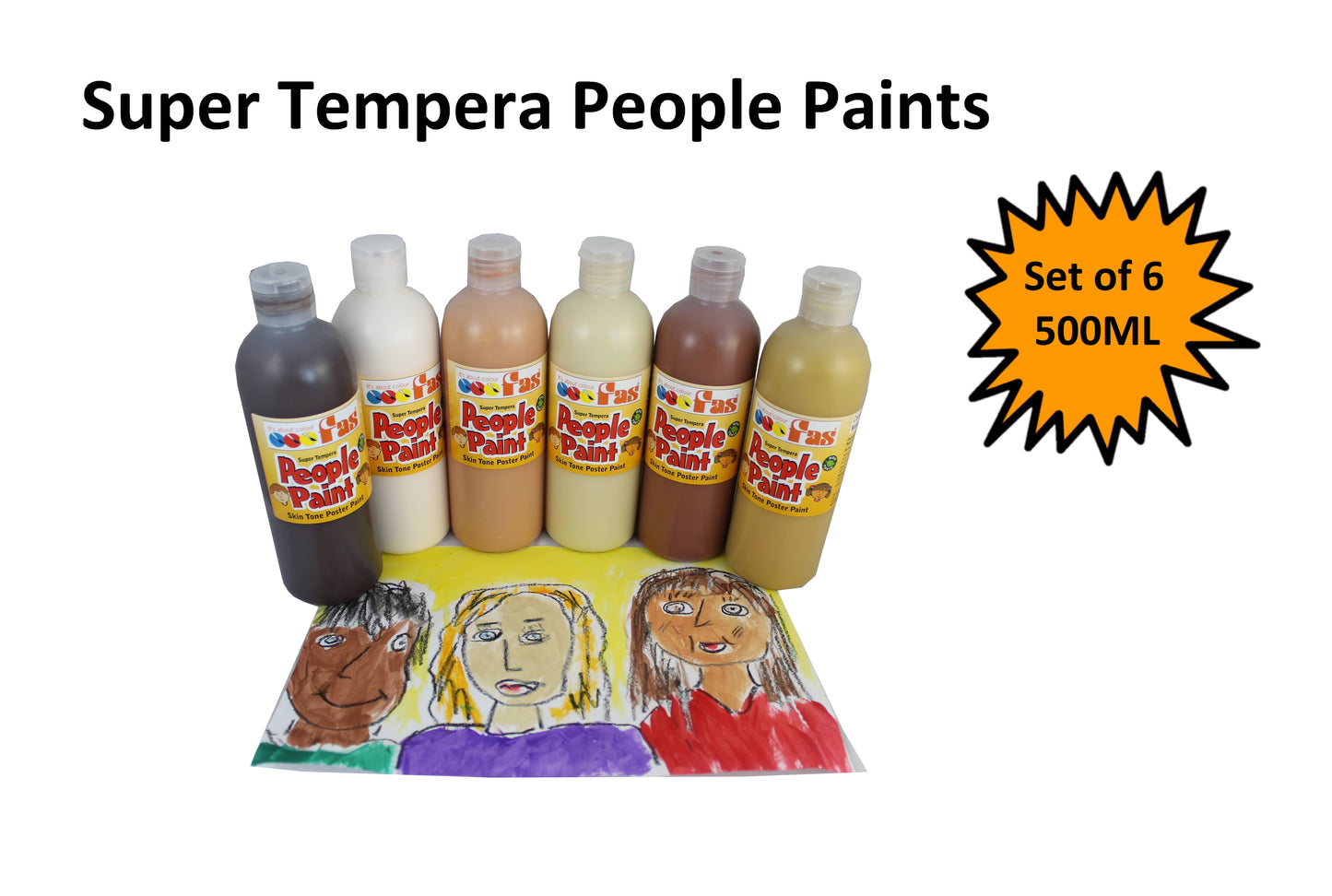 Set of 6 x 500mL - FAS Super Tempera People Paints