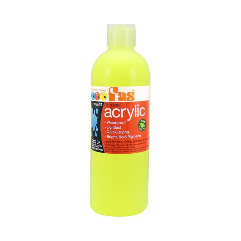 Fluoro Yellow 500mL - FAS Student Acrylic Paint Fluorescent