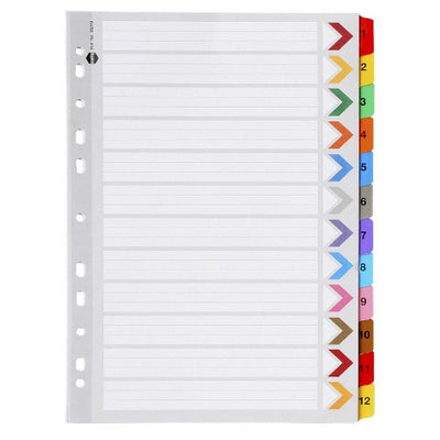 1-12 - Heavy Duty Indices with Plastic Tabs