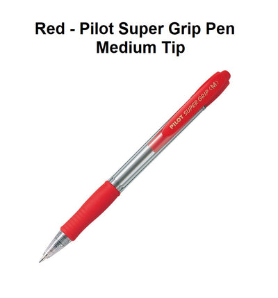 Red - Pilot Super Grip Pen Medium Tip
