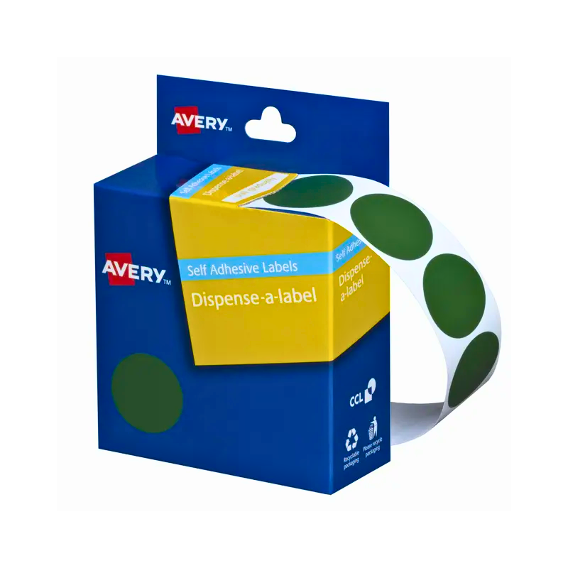 Dark Green 24mm - Coloured Dots Label Dispenser