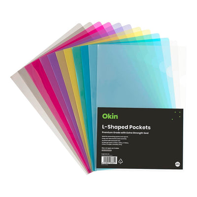 Assorted Pack of 12 - A4 L Shaped Pockets