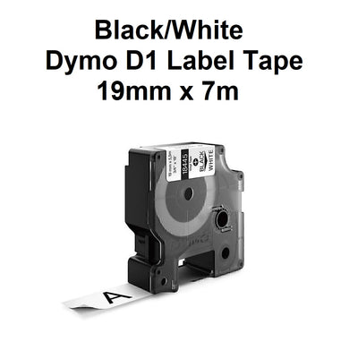 Black/White - 19mm x 7M Dymo D1 Label Tape