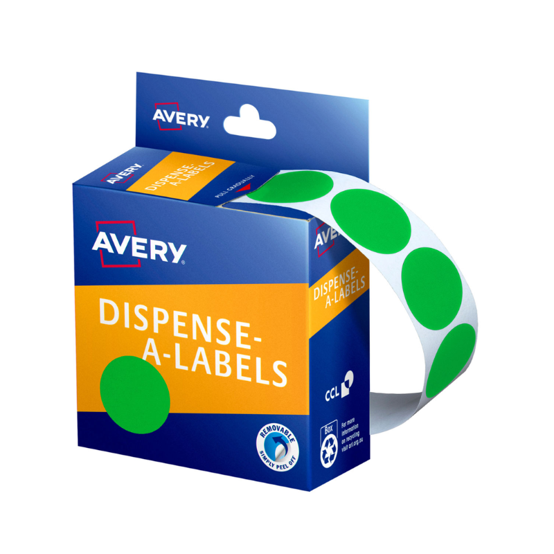 Green - 24mm Coloured Dots Label Dispenser