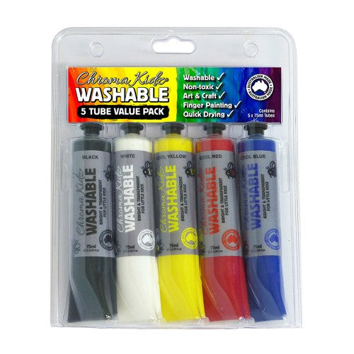 Chroma Kidz Washable Paint - Standard 75mL (Set of 5)