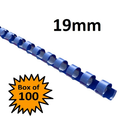 Blue 19mm - Binding Coils (Box of 100)