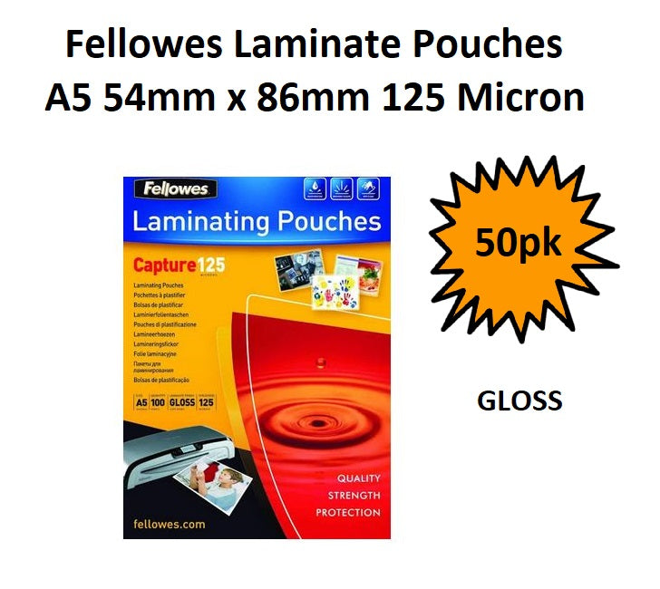Card Laminating Pouches - 54 x 86mm, 125 Micron - Pack of 100