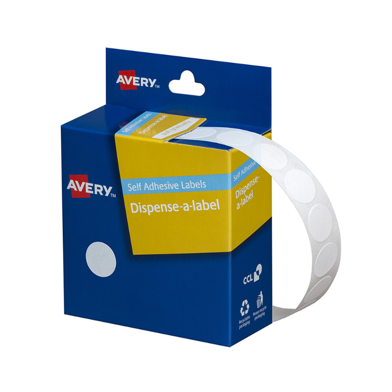 White 14mm - Coloured Dots Label Dispenser