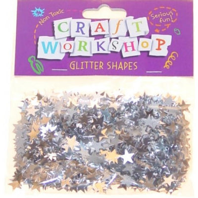 Glitter Shapes - Silver Stars 250g