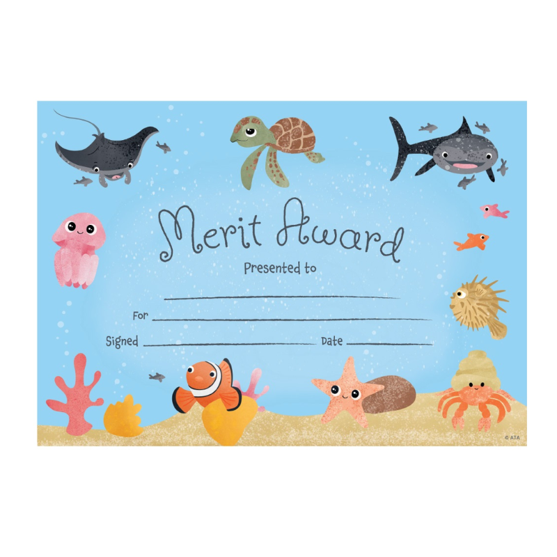 Sea Life Merit - Certificates (Pack of 200)
