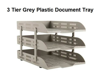 3 Tier Grey Plastic Document Tray