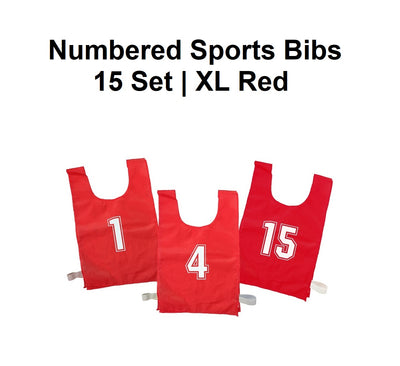 Numbered Sports Bibs - 15 Set | XL Red