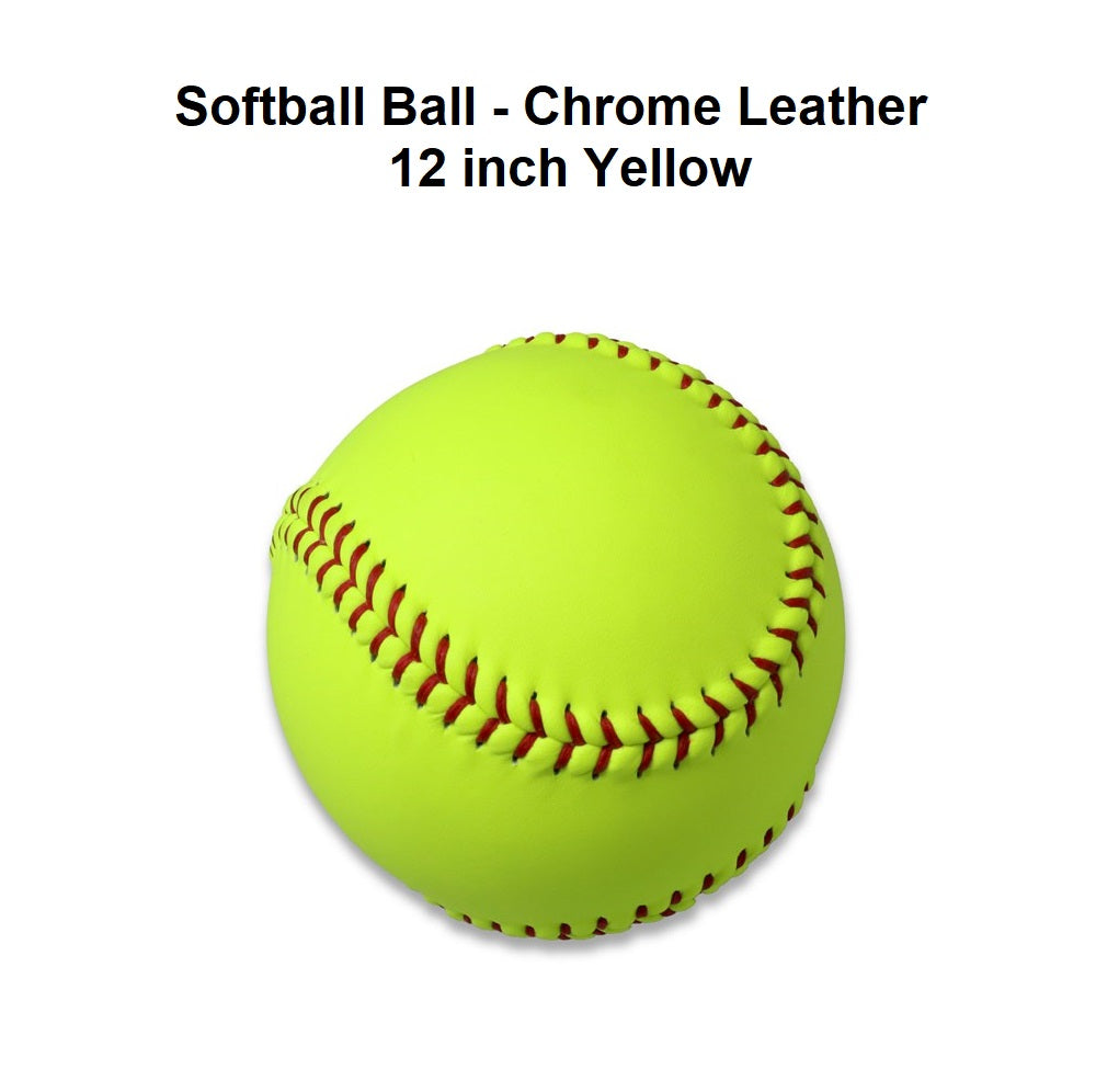 Softball Ball - Chrome Leather | 12 inch Yellow