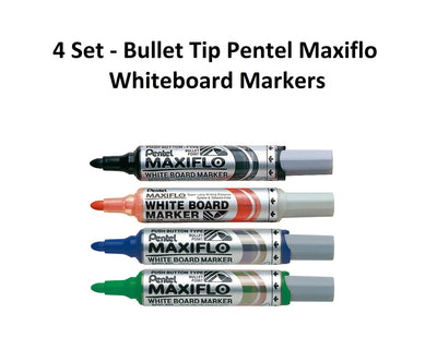 4 Set - Bullet Tip Pentel Maxiflo Whiteboard Markers