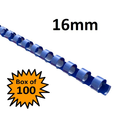 Blue 16mm - Binding Coils (Box of 100)