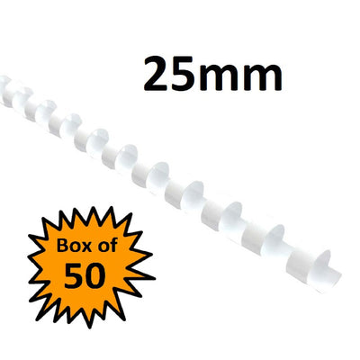 White 25mm - Binding Coils (Box of 50)