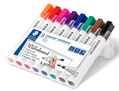 Assorted Set of 8 - Bullet Tip Staedtler Whiteboard Markers