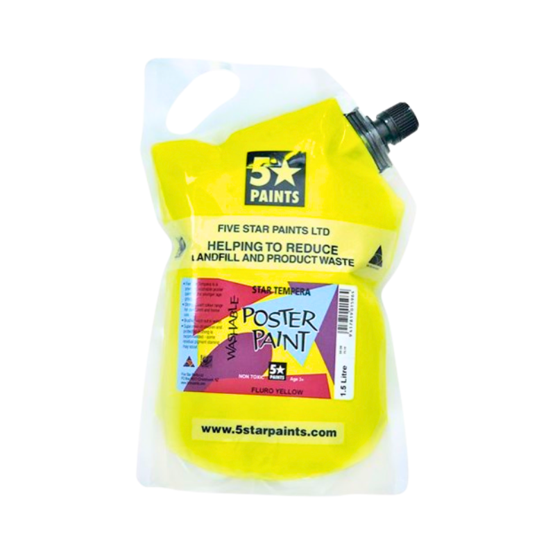Fluoro Yellow 1.5L - Star Tempera Paint Pouch