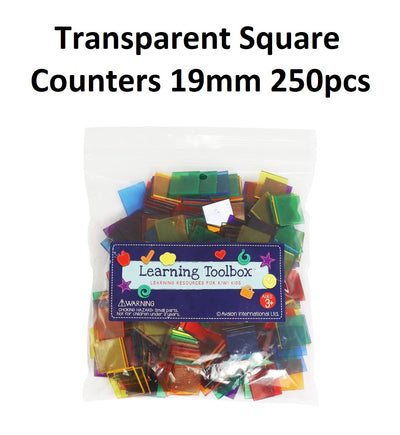 Transparent Square Counters 19mm 250pcs