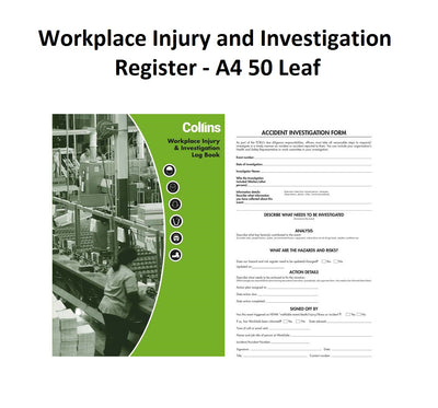 Workplace Injury and Investigation Register - A4 50 Leaf
