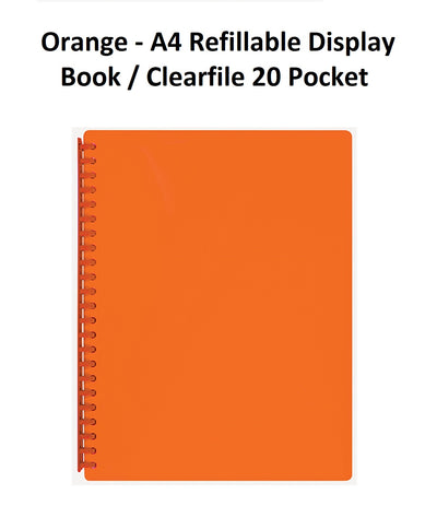 Orange - A4 Refillable Clearfile 20 Pocket