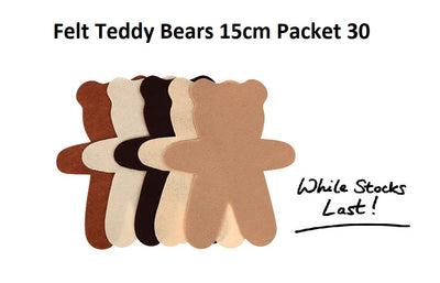 Felt Teddy Bears 15cm Packet 30