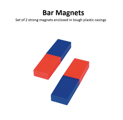 Bar Magnets - Set of 2 strong magnets enclosed in tough plastic casings.