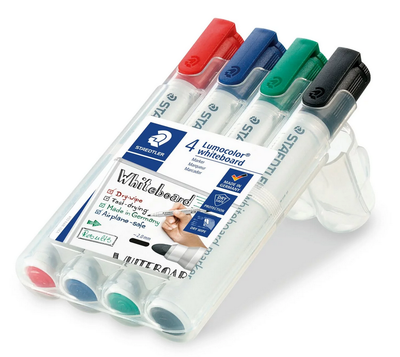 Assorted Set of 4 - Bullet Tip Staedtler Whiteboard Markers