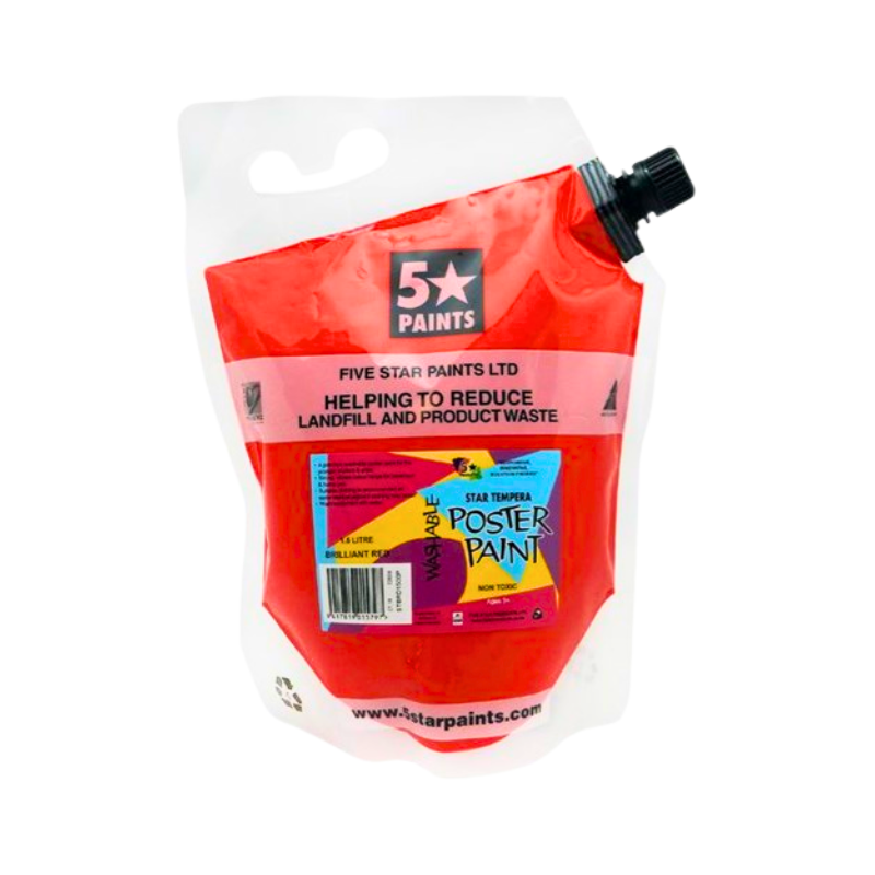 Brilliant Red 1.5L - Star Tempera Paint Pouch