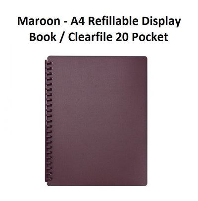 Maroon - A4 Refillable Clearfile 20 Pocket