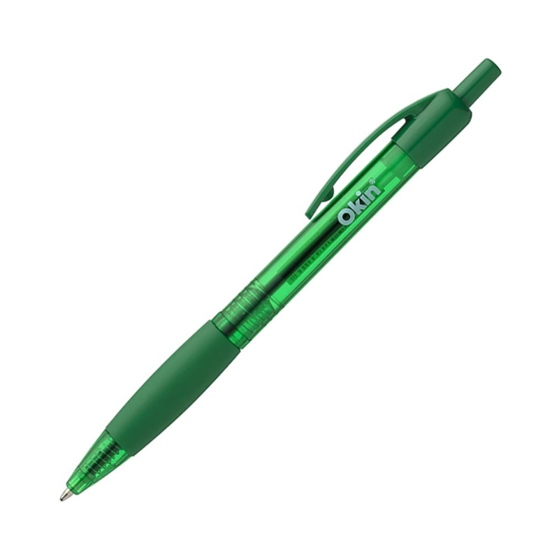 Green - Okin Retractable Ball Pen with Grip