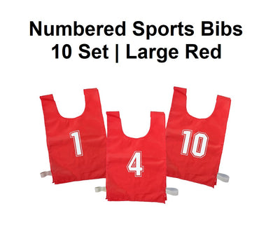 Numbered Sports Bibs - 10 Set | Large Red