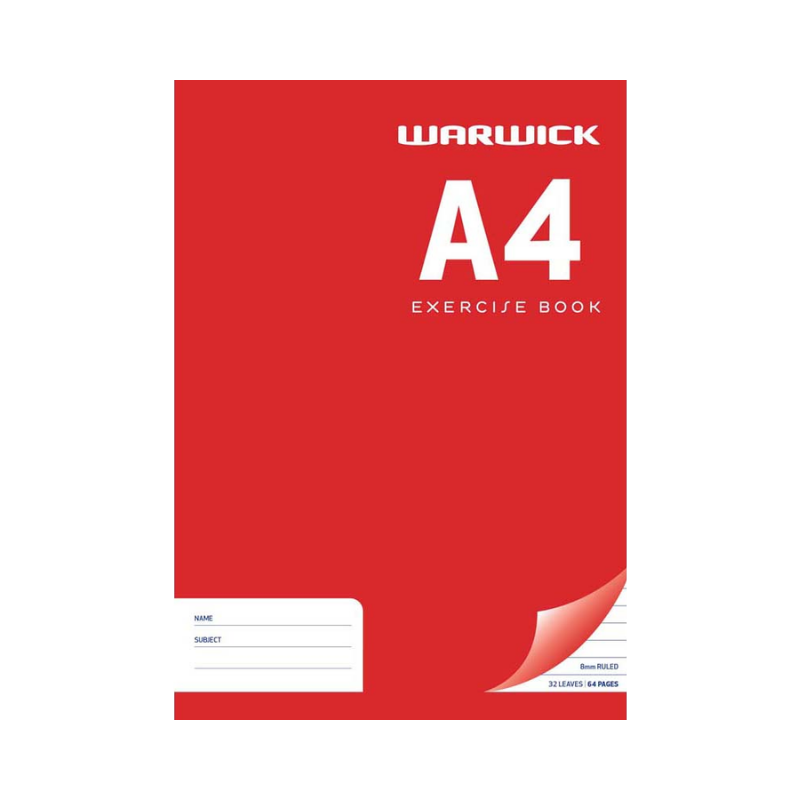 A4WB8 - A4 Exercise Book - 8mm Lined (Warwick)