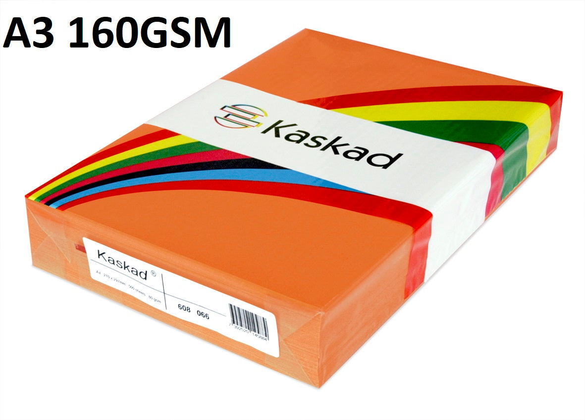 A3 Fantail Orange - Kaskad 160gsm 250 Sheets