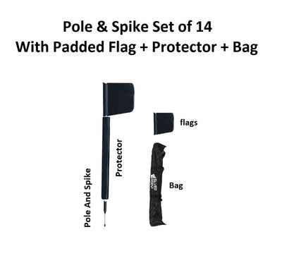 Rugby Pole & Spike with Padded Flag & Protector - Set of 14 with Bag