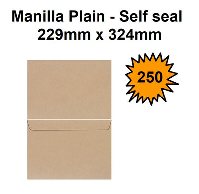 C4 Envelopes (E31) - Manilla Plain Self Seal - Box of 250