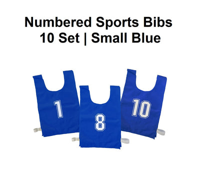 Numbered Sports Bibs - 10 Set | Small Blue